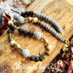 Alquimia Black lava and Gold Statement Necklace